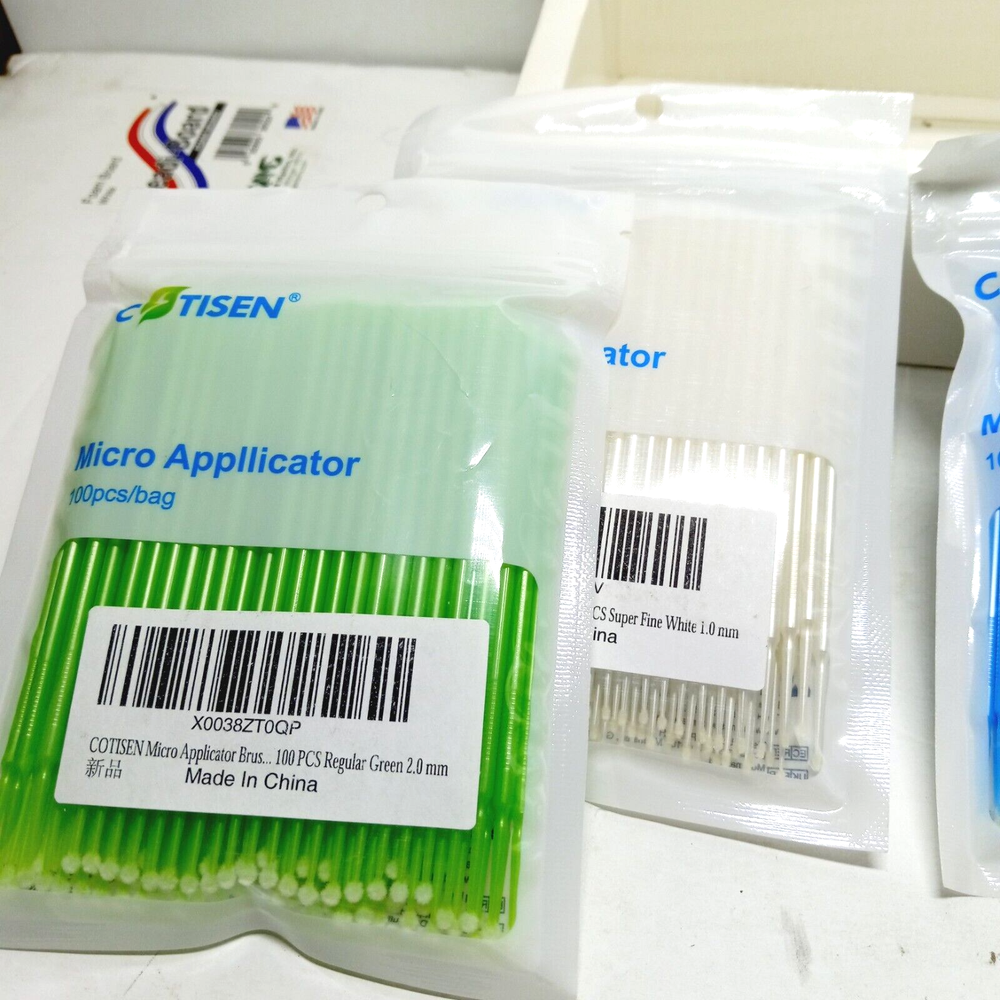 Dental Micro Applicators Multicolor 400 Applicators 100 Per Bag Fine 1.5mm