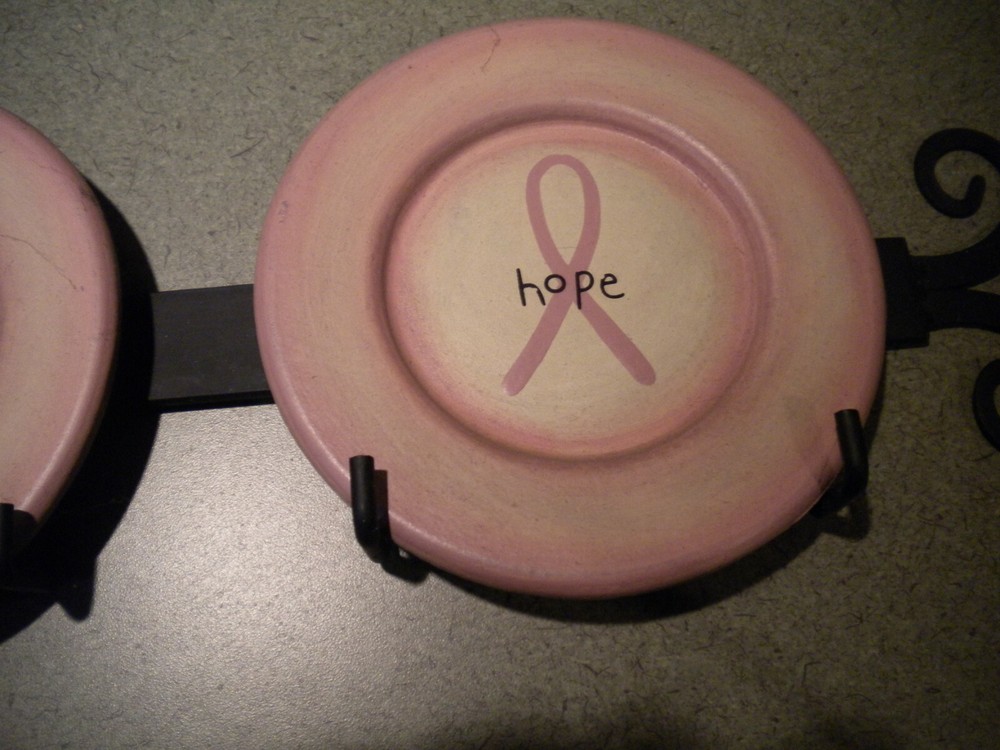 Breast Cancer Awareness Wall Plates Courage Strength Hope