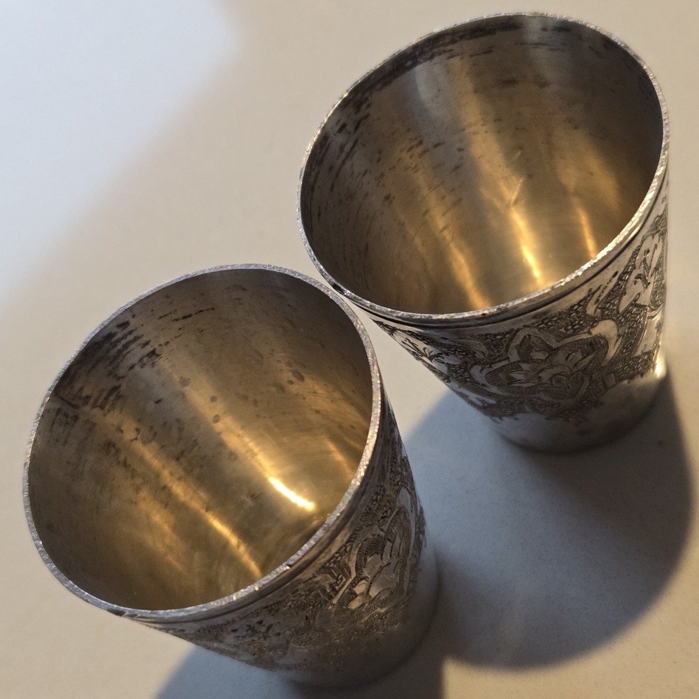 Set Of 2 Middle Eastern Solid Silver Shut By Parvaresh