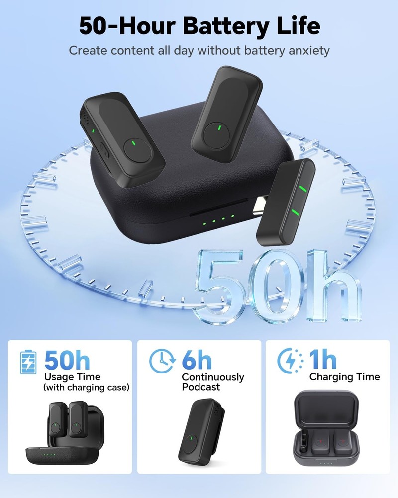 Wireless Lavalier Microphone for iPhone/Android Phone/Laptop/PC, Mini Lapel M...