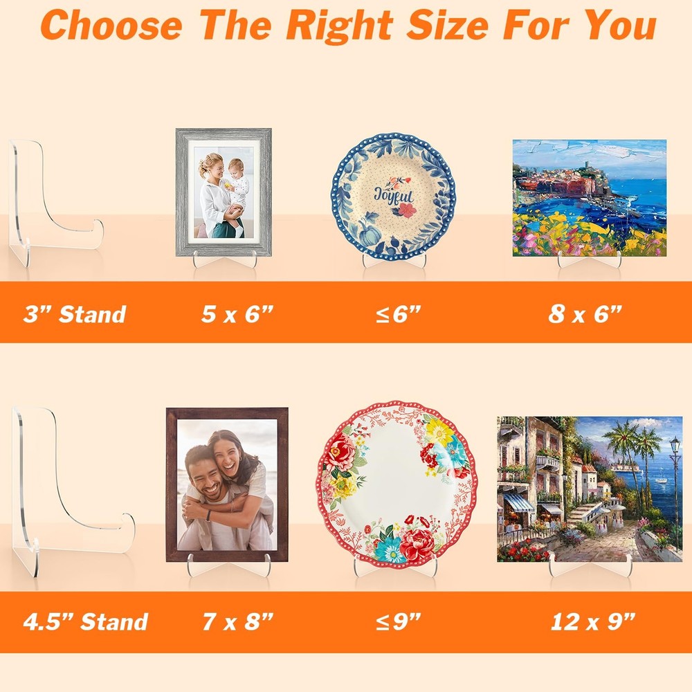 Dooiclear 5 Pack Acrylic Display Stand, Plate Stand for Display, Clear