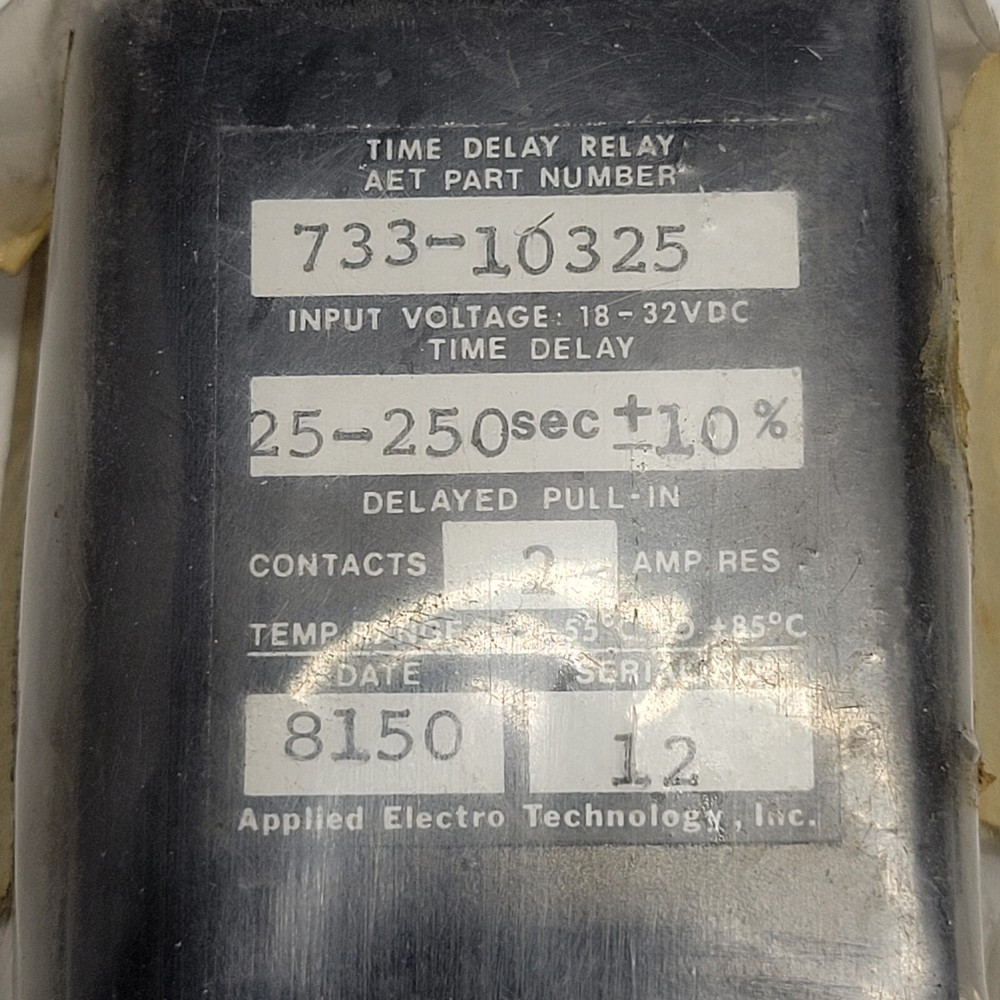 Applied Electro Technology Time Delay Relay 733-10325 5945-21-861-4092