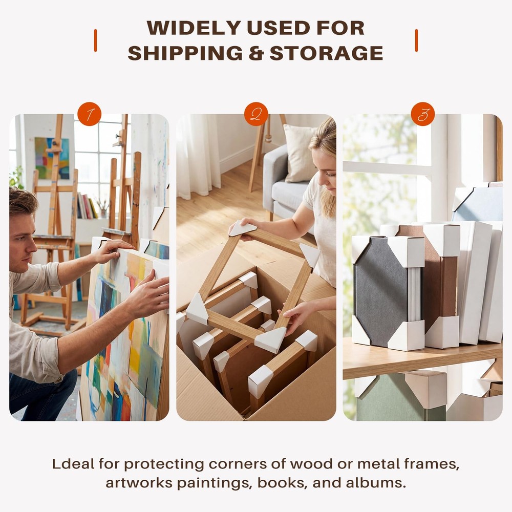 Golden State Art, 48 Pack Adjustable Cardboard Corner 48-Pack, White