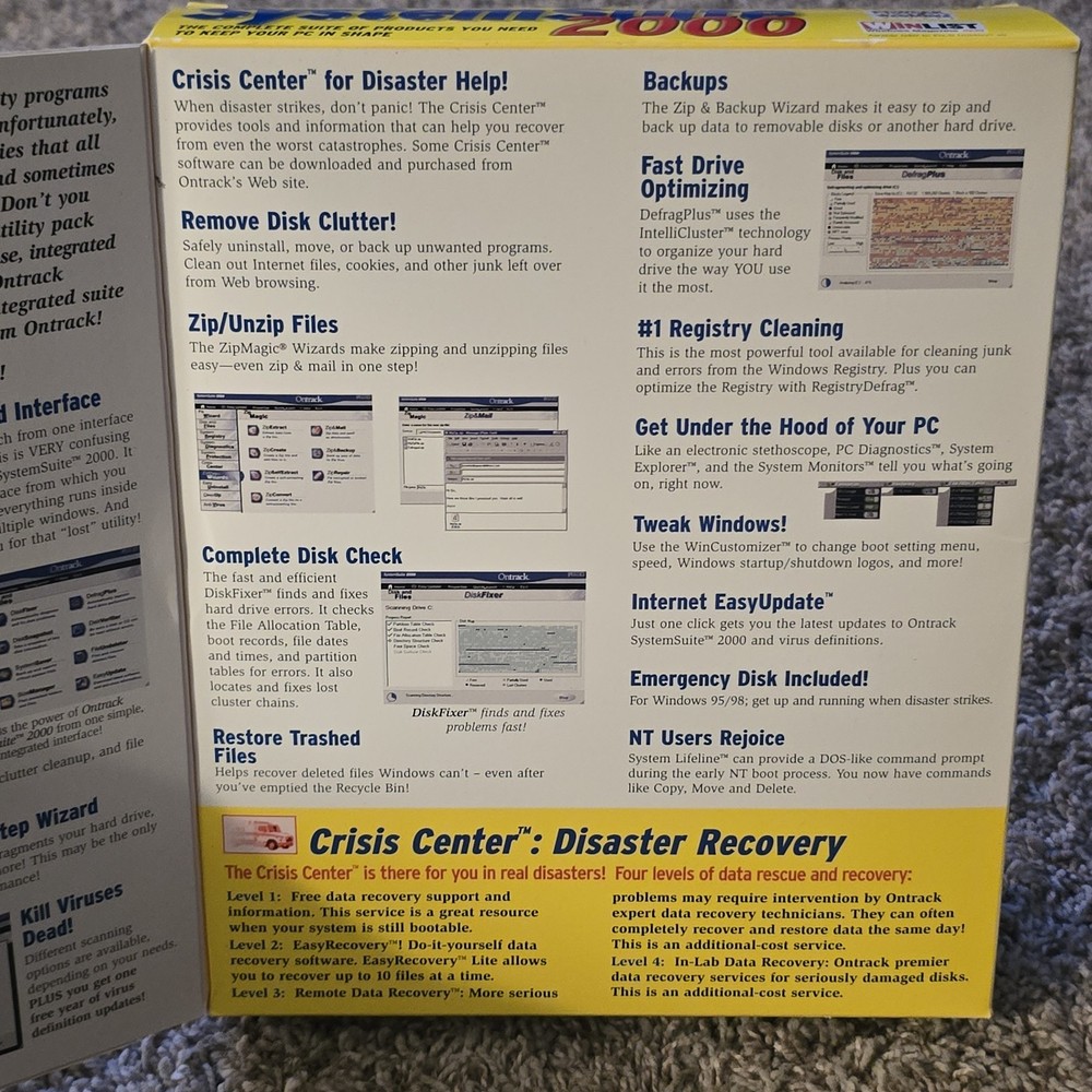 Ontrack SystemSuite 2000 Windows 98/95/2000 W/User Guide Big Box PC CD Rom/Disk