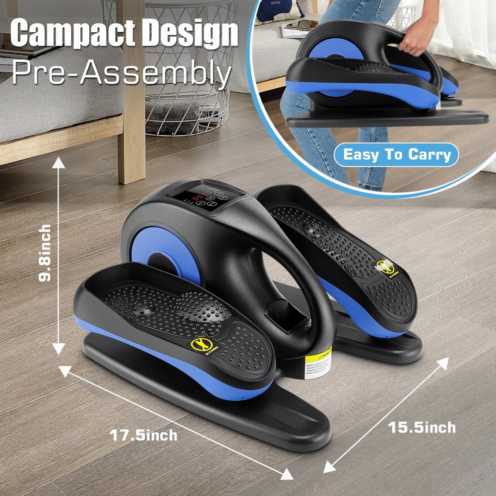 Under Desk Elliptical Machine, Compact Electric Seated Pedal Exerciser with LCD⚡