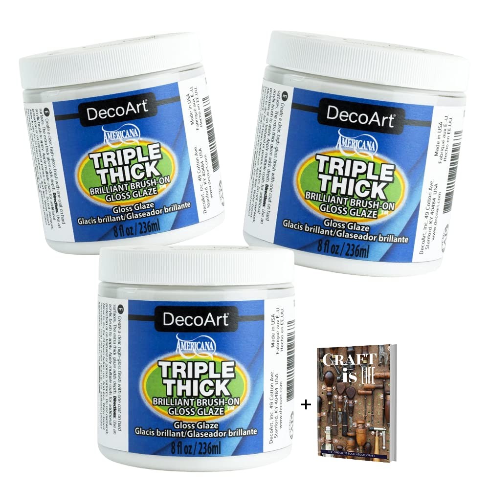 3 Pack 8oz Triple Thick Gloss Glaze for Ceramics Crafts with E-Book