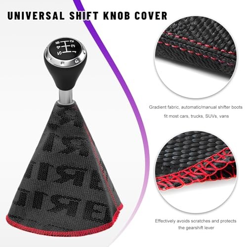Car Shift Boot Cover, Waterproof Fabric Manual/Automatic Shift Knob Boot Black