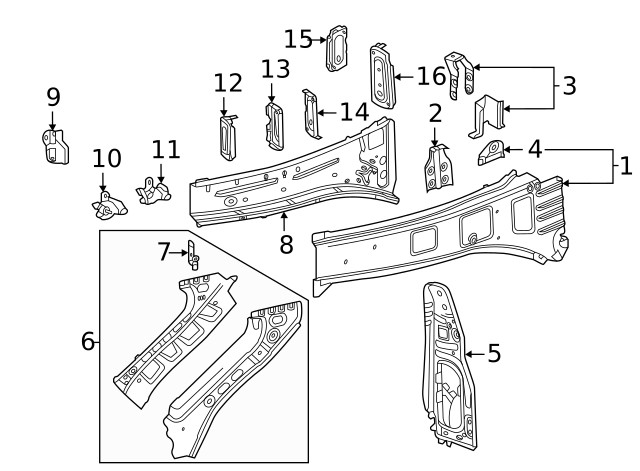 Genuine GM Driver Side Front Compartment Front Side Rail Reinforcement 84543103
