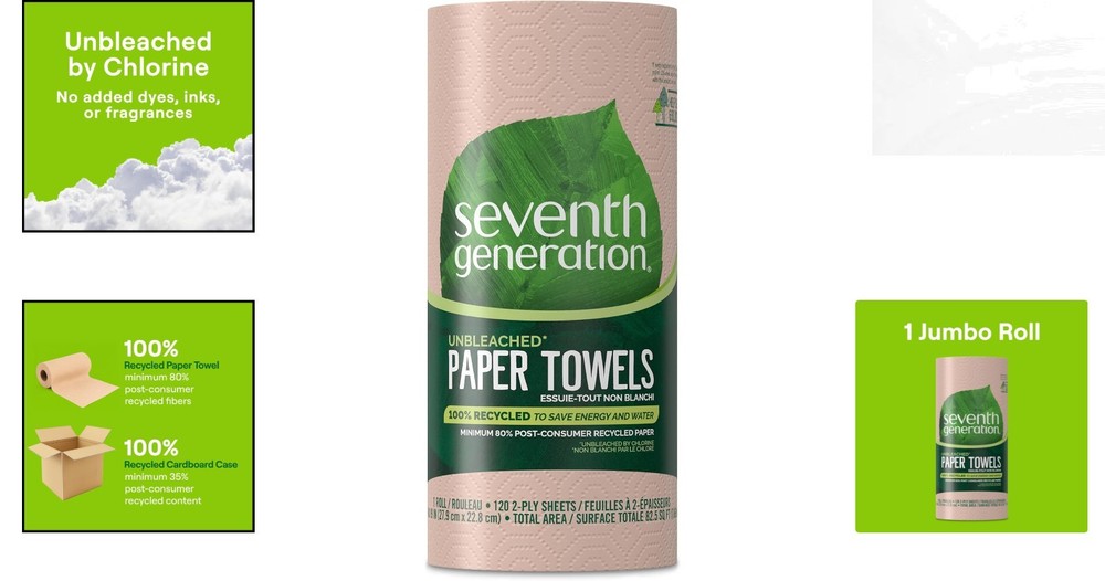 120 Count Seventh Generation Absorbent Paper Towels - Compostable & Eco-Friendly