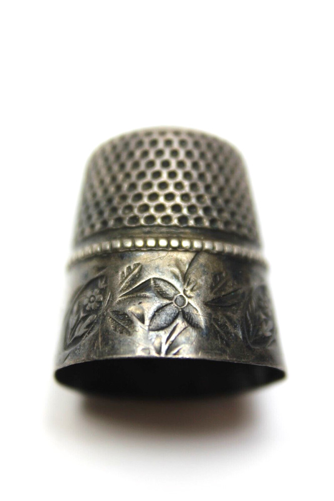 Antique STERLING Silver Sewing Thimble - Size 8 with Silver Anchor Stamp