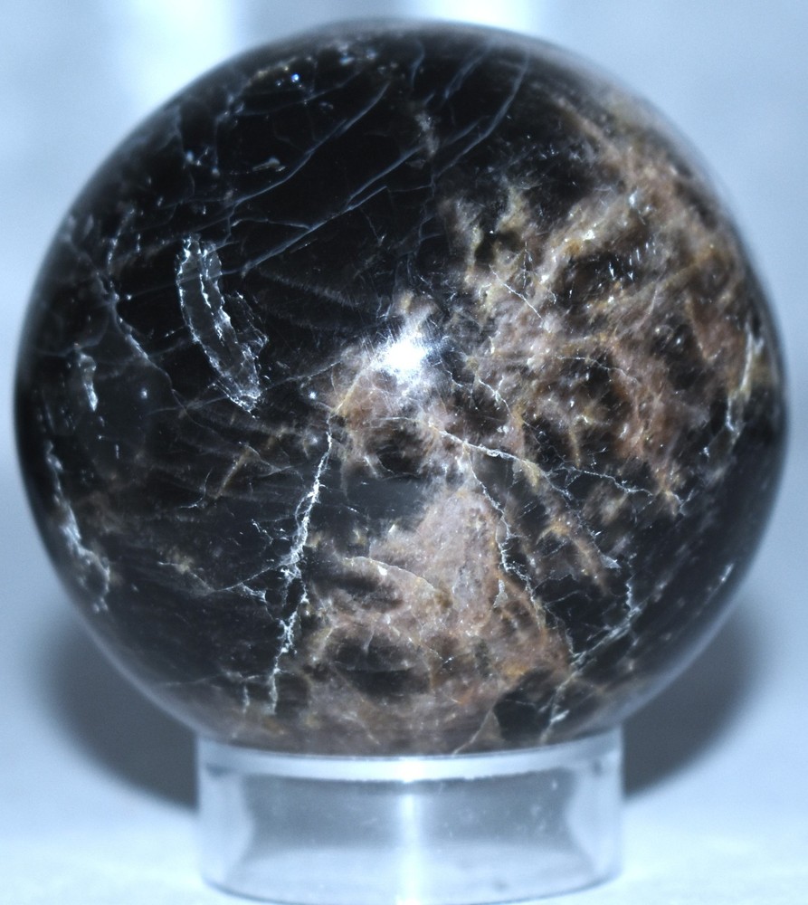 Pretty Black Moonstone Sphere w/Stand 2.28"/261 Grams