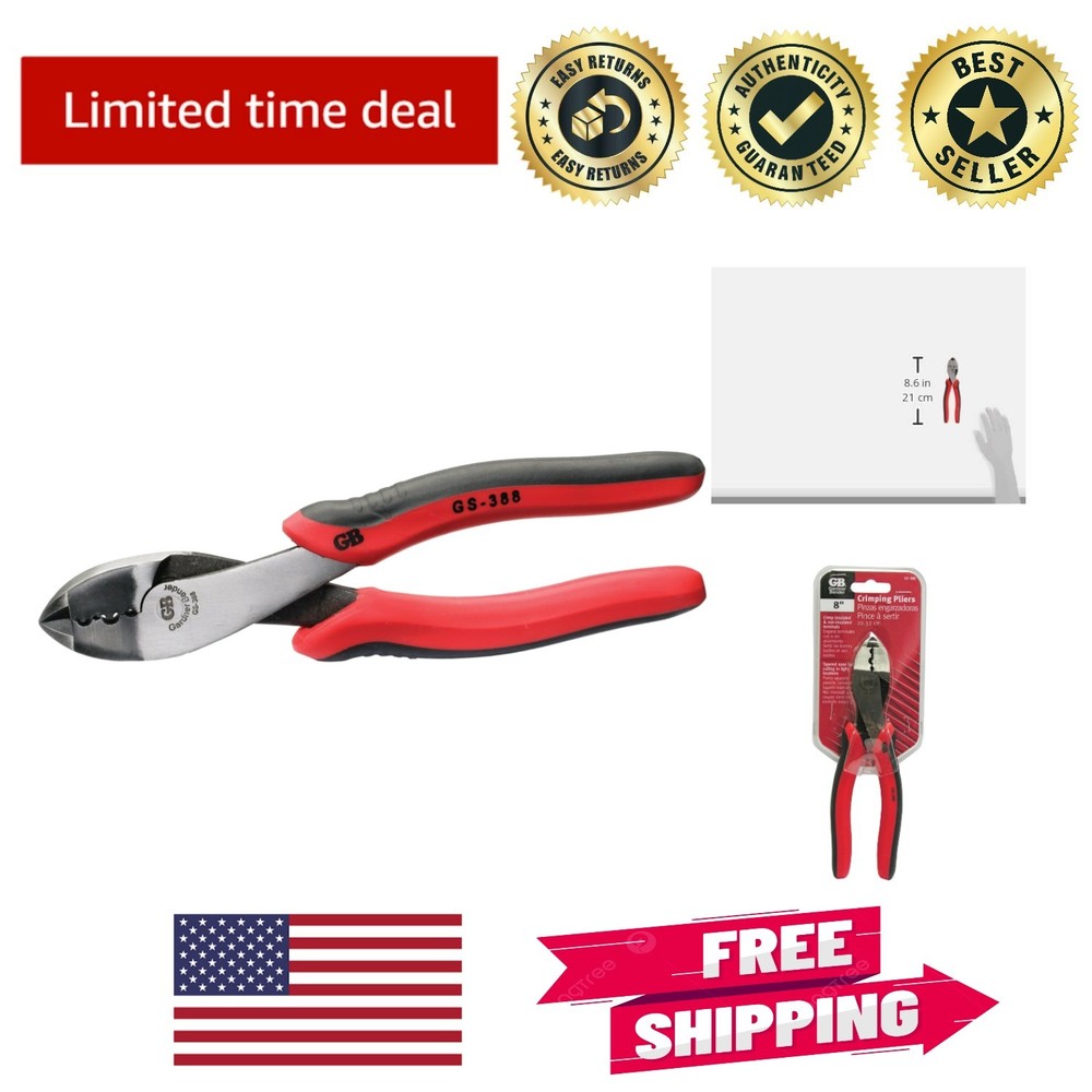 High Leverage 8" Electrical Pliers with Tapered Nose & Comfort Grip—Red Design