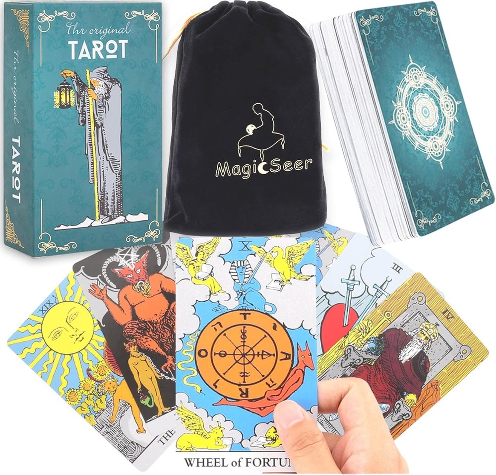 MagicSeer Tarot Cards, 78 Pcs Durable Large Borderless Deck for Beginners...