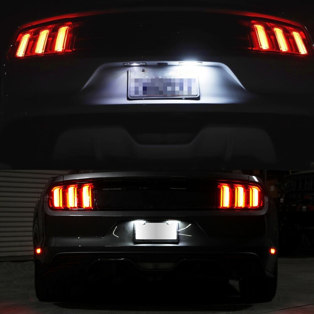 For 2015-21 Ford Mustang WHITE BRIGHTEST LED License Plate Housing Light Pair