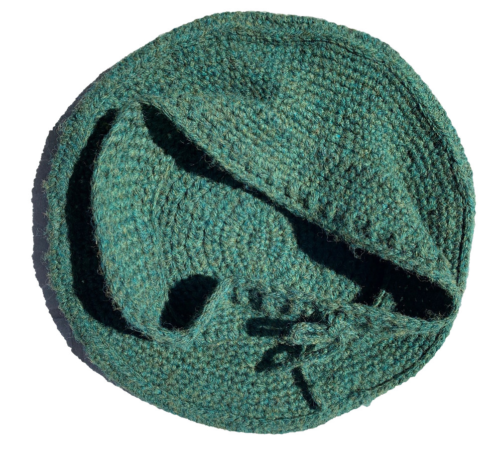 Handmade Crocheted Unisex Green Adjustable Beret