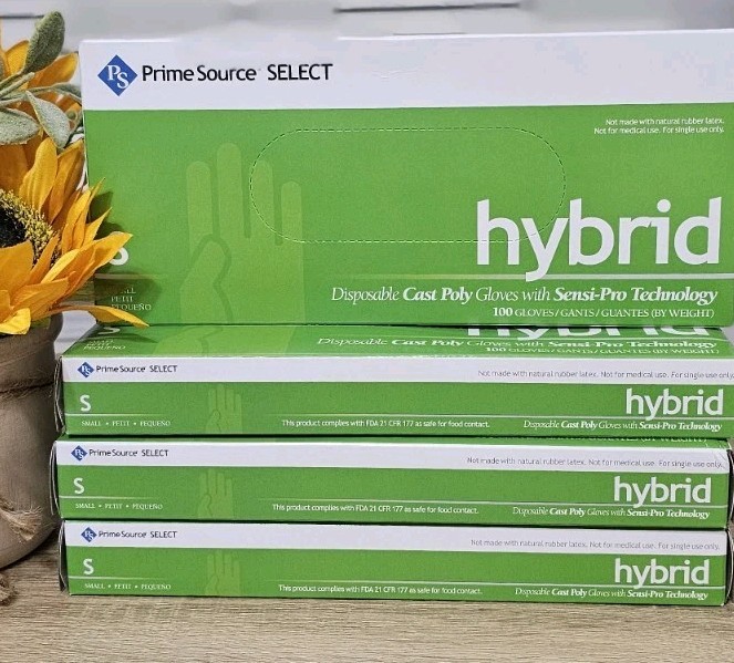 4-pack Prime Source Hybrid Poly Disposable Gloves Sz S 400 Pcs Sensi-pro Technol