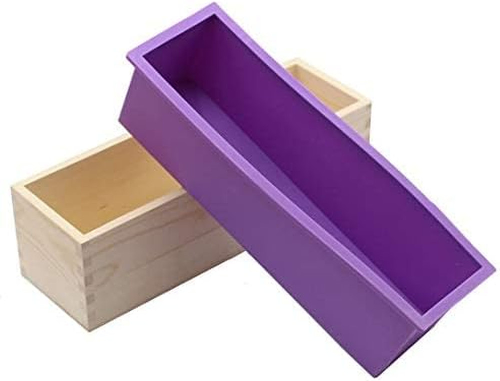 Flexible Rectangular Soap Silicone Loaf Mold Wood Box for 42Oz Soap Making Suppl