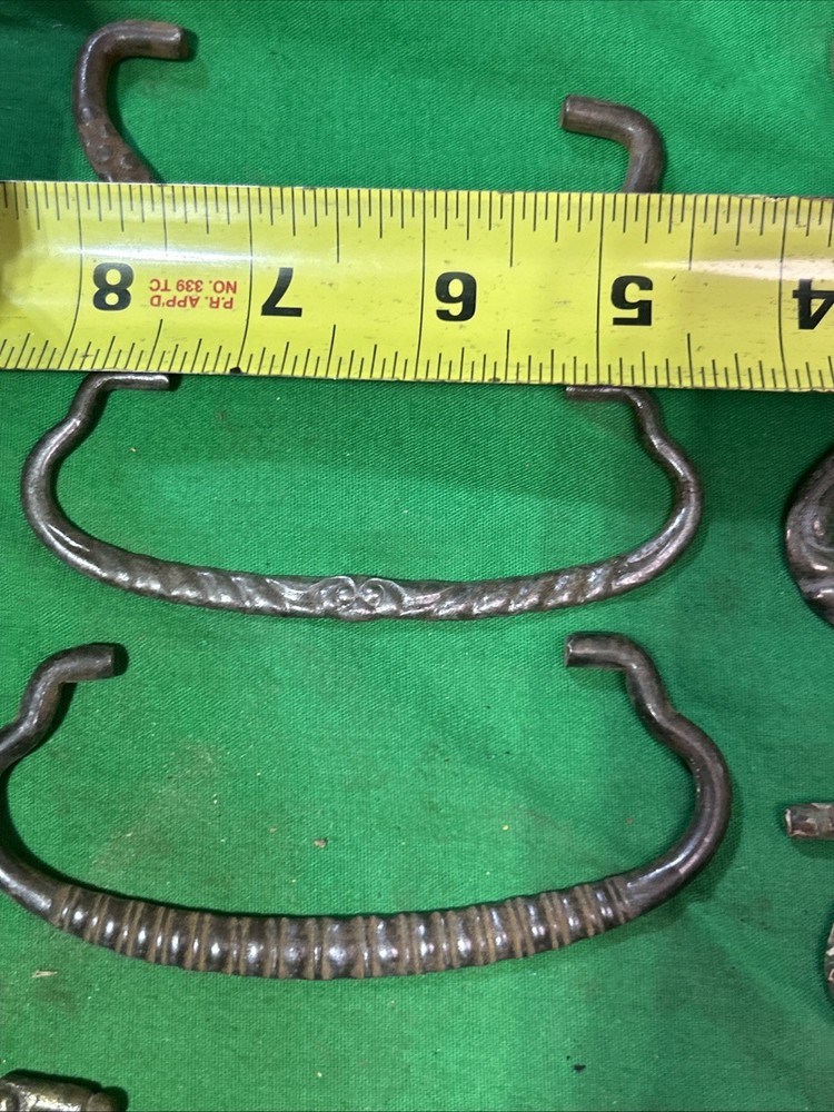 Twelve Ornate Solid Metal Antique Drawer Pulls Bails