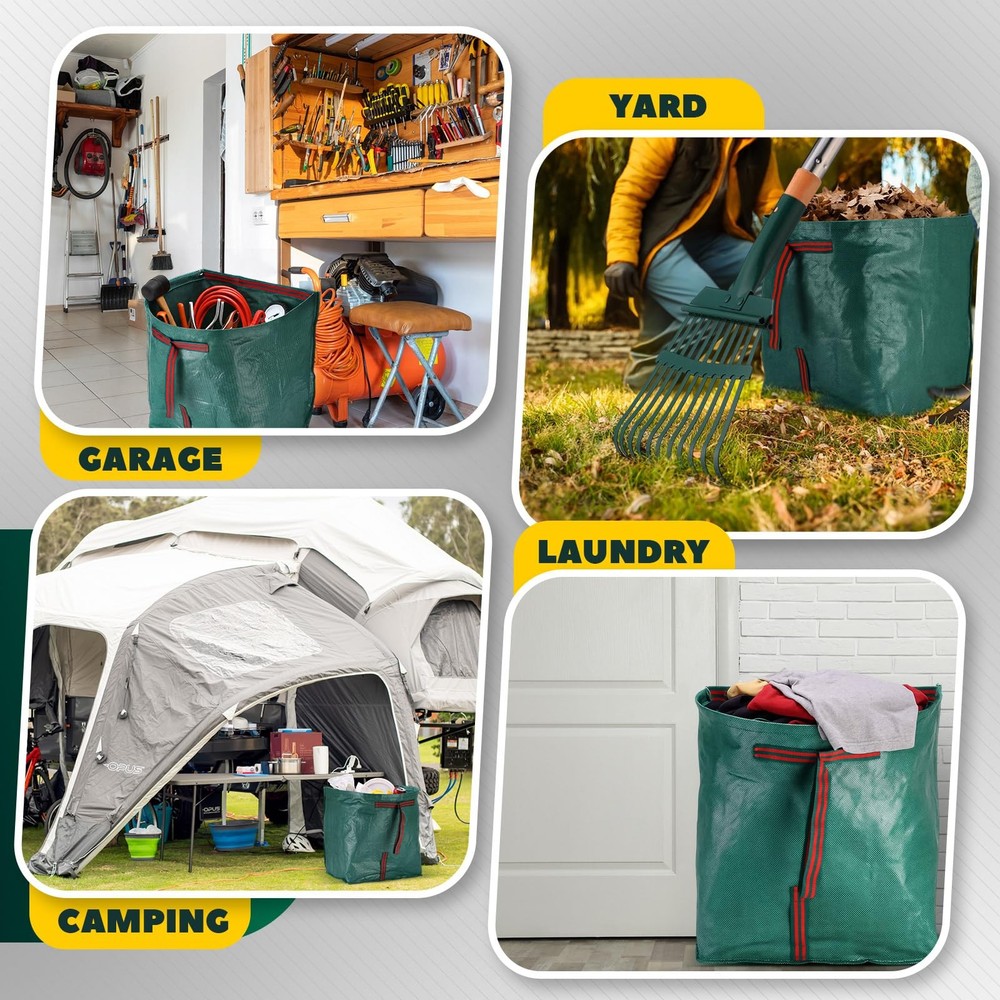 Leaf Rake with 2 Pack 40 Gallon Dustpan Type Yard Waste Bag, 30"-56" Adjustab...