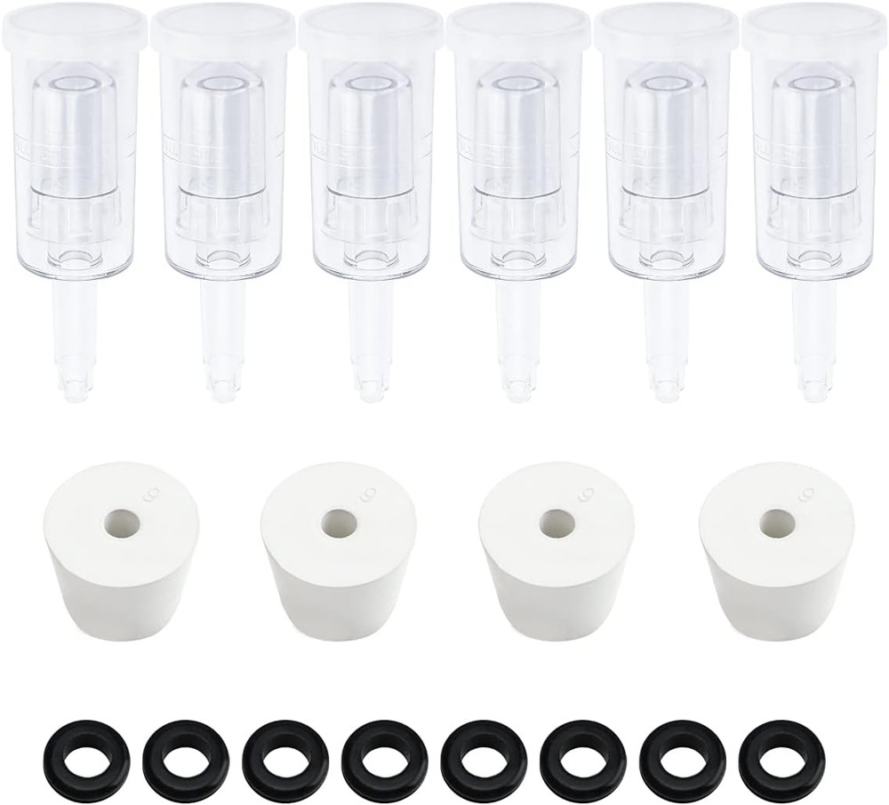 6 Packs 3 Piece Airlocks for Fermenting with #6 Stoppers and Grommets, Air Lock