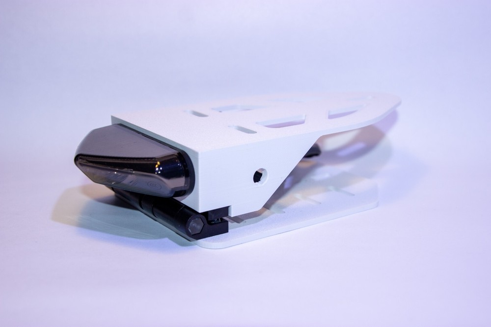 Folding License Plate Holder | Enduro/Supermoto | Universal | Adjustable | WHITE