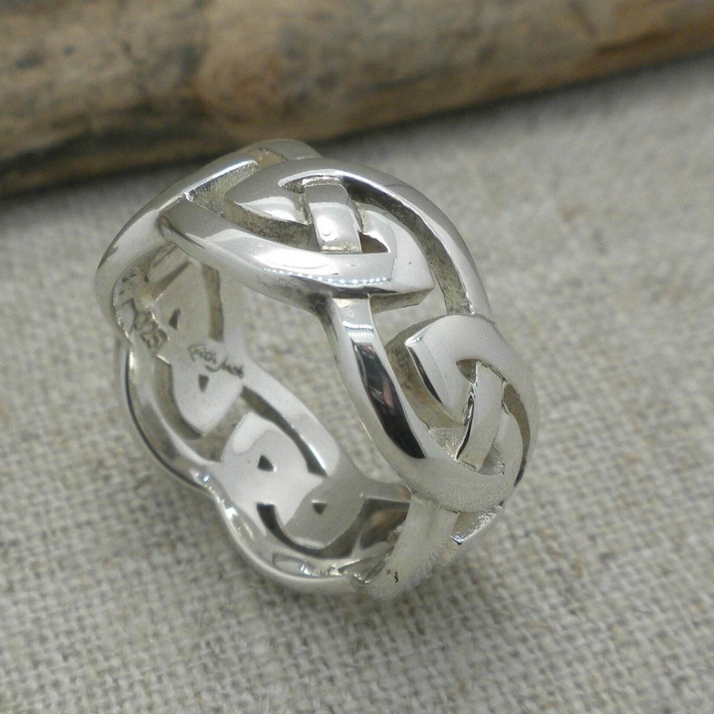 9 mm Wide Sterling Silver Celtic Knot Wedding Ring KEITH JACK Size 10.5 Boxed