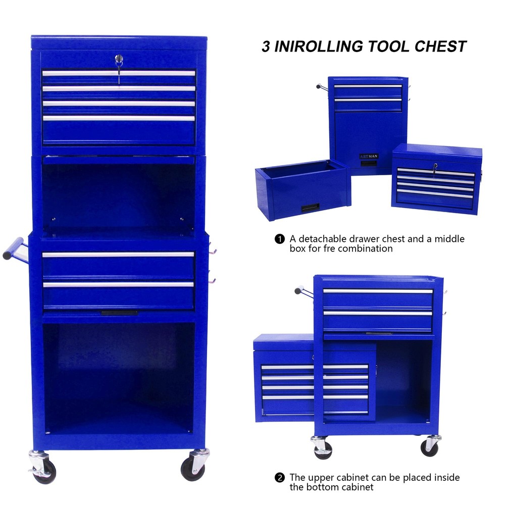 Heavy-Duty 6-Drawer Rolling Tool Chest with Wheels – Blue Storage Solution