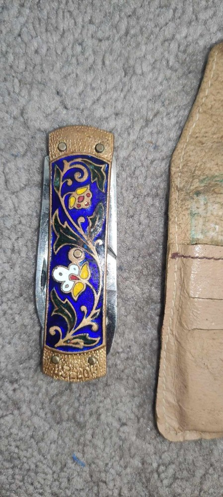 Folding pen knife, vintage USSR enamel