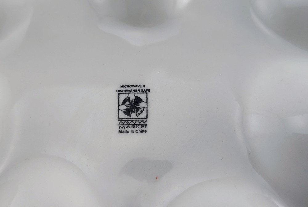 Deviled Egg Tray Platter Kitschy MWW Market Ceramic Plate Easter Holiday
