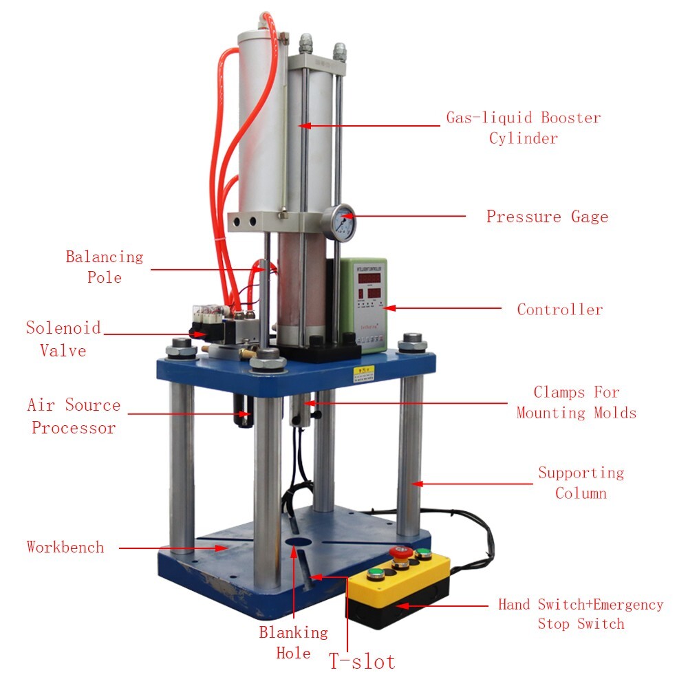 110V 11023Lbs Pneumatic Punch Press Machine with Controller Four Column