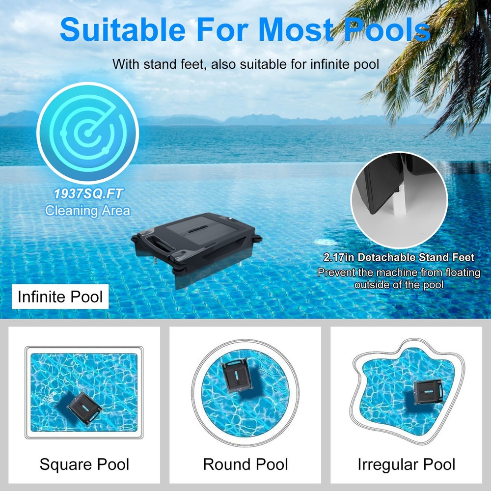 Solar Robotic Pool Skimmer Swimming Pool Surface Solar Surface 2 Modes &APP Tool