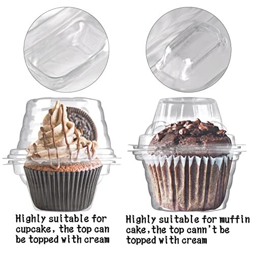 50 Pack Individual Cupcake Containers Plastic Cupcake Boxes Cupcake Holders Stac
