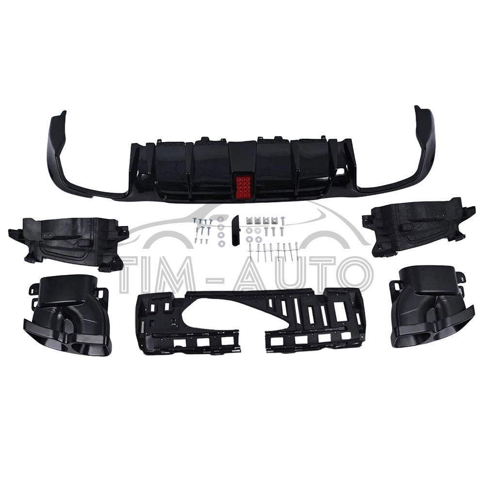 Rear Diffuser W/LED+Exhaust Tips For 2016-2020 Benz W213 E300 E43 E63