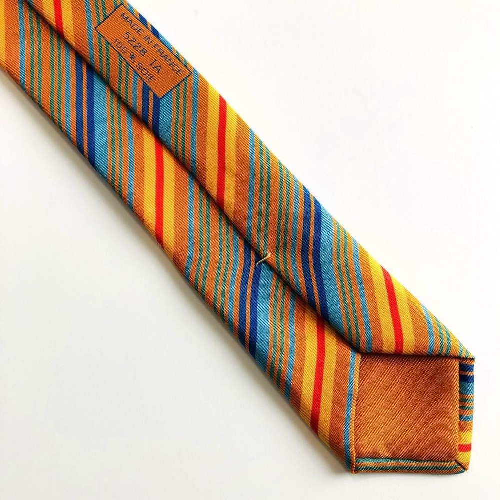 HERMES tie stripe pattern orange