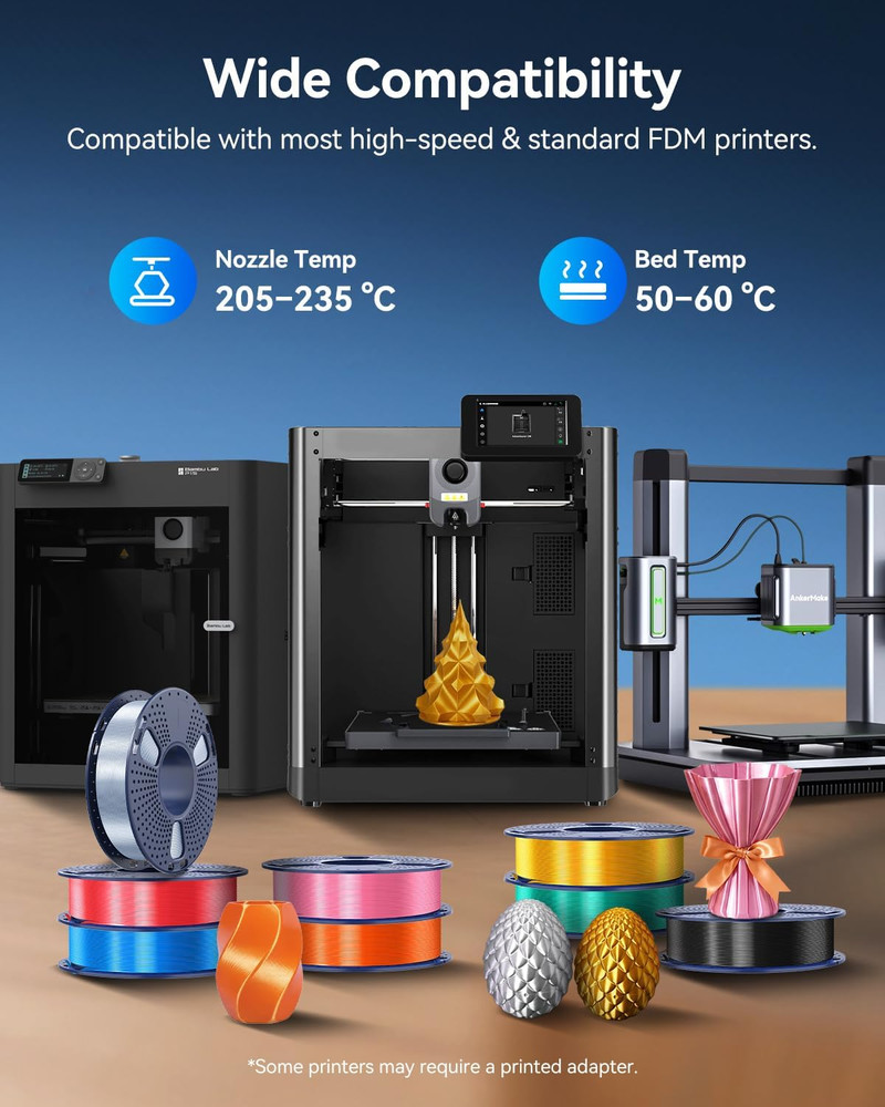 Silk PLA Filament Bundle 1.75Mm, Silk 3D Printer Filament Bundle Multicolor, Ind