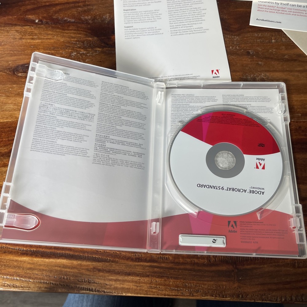 Adobe Acrobat 9 Standard for Windows PC In Original Box W/ Inserts