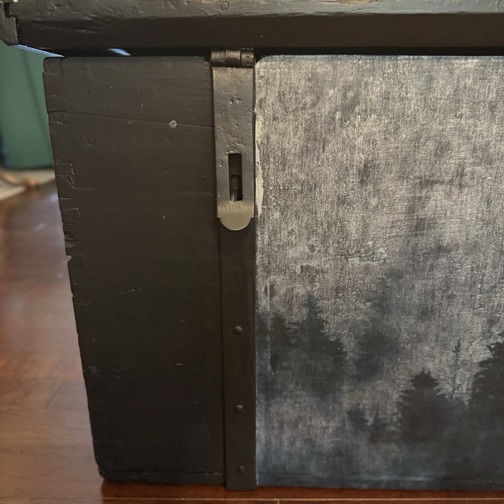 Vintage Large Handmade Solid Wood Large Chest Trunk Storage Black