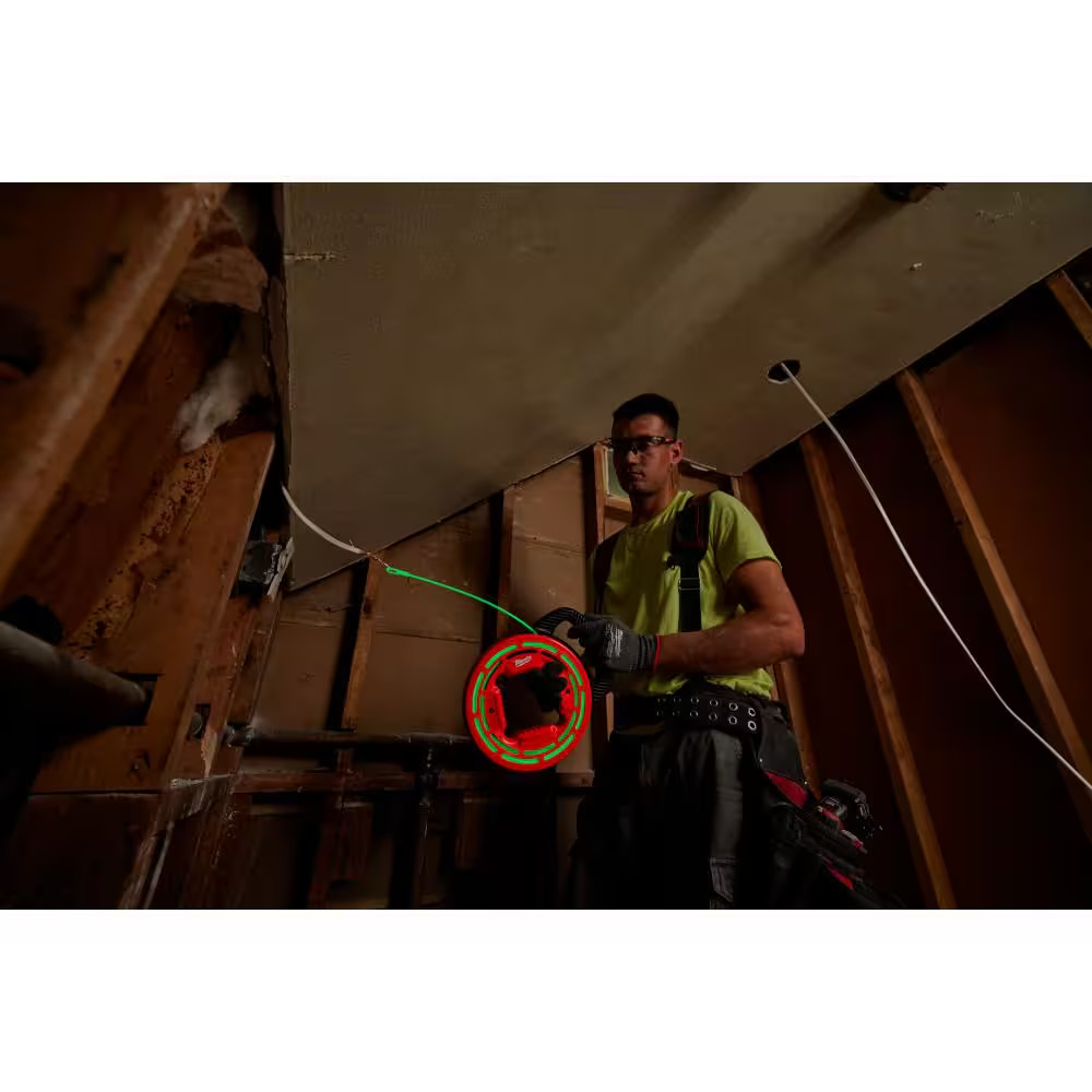 Milwaukee Fish Tape 40 Ft Glow In Dark Non Conductive Wire Puller Tool