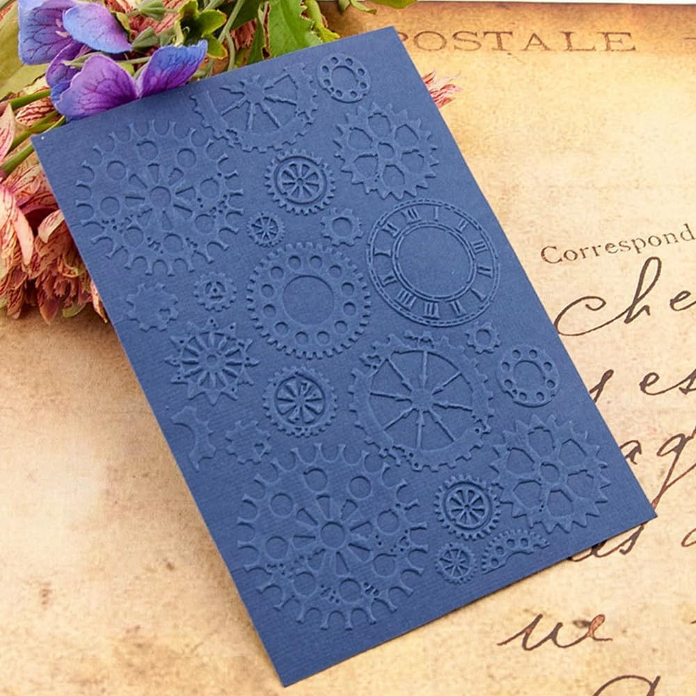 3D Plastic Embossing Folder Template Steampunk Style Texture A6 Size for Card Ma