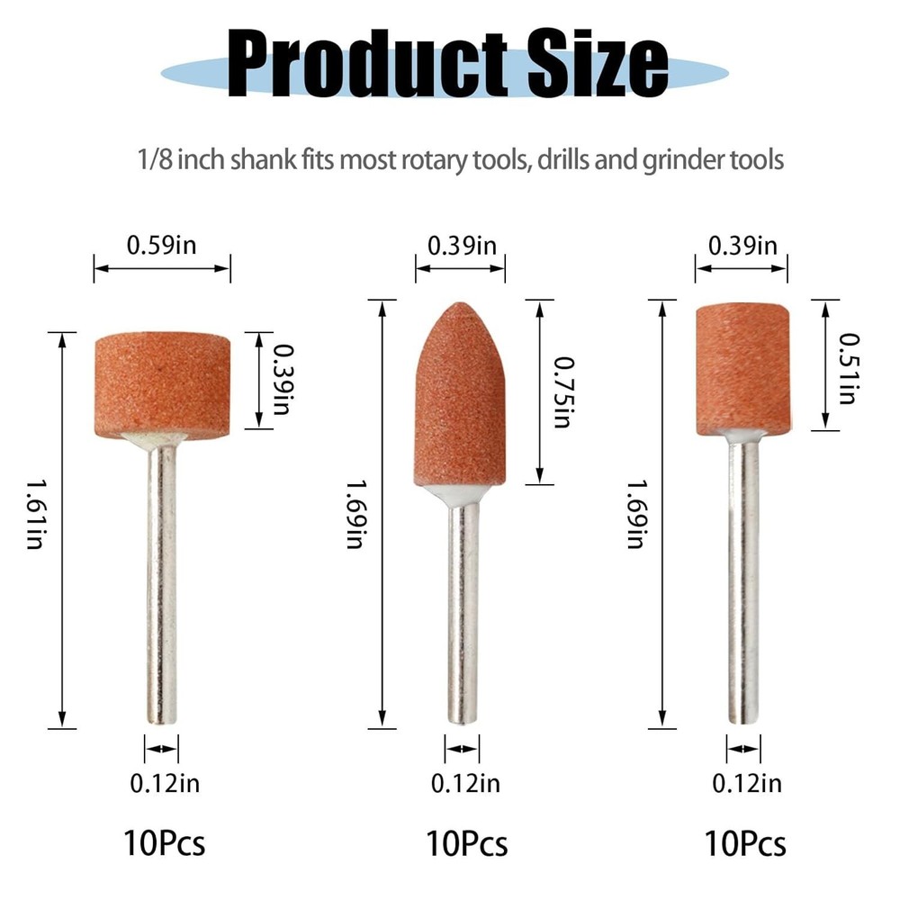 30Pcs Sanding Bits for Dremel Rotary Tool Grinding Stones Sanding Drill Bits wit