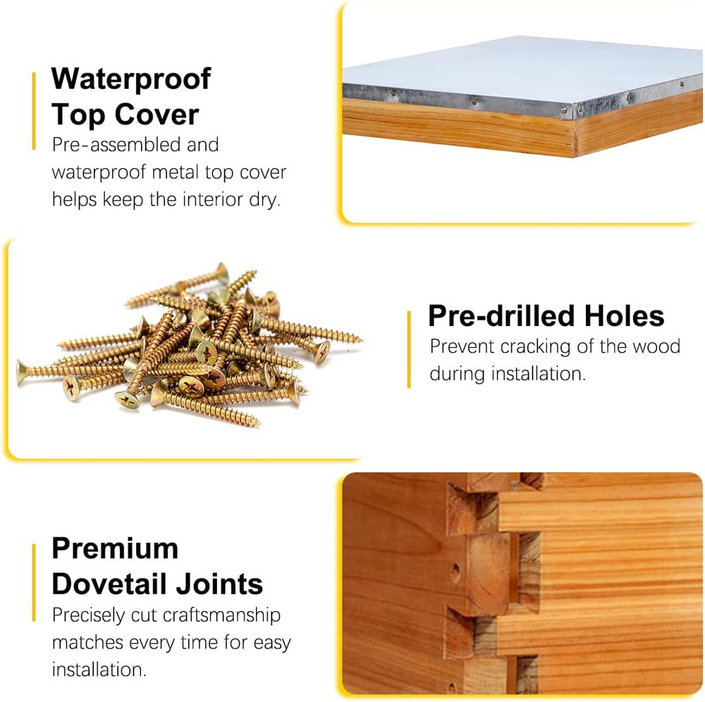 5-Frame Nuc Beehive for Bees Complete Bee Hive Box Kit for Langstroth Beekeeping