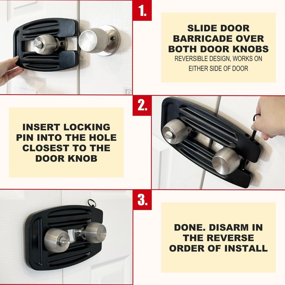 SecurityMan Double Door Lock - Solid 1/2" Unibody Aluminum Silver