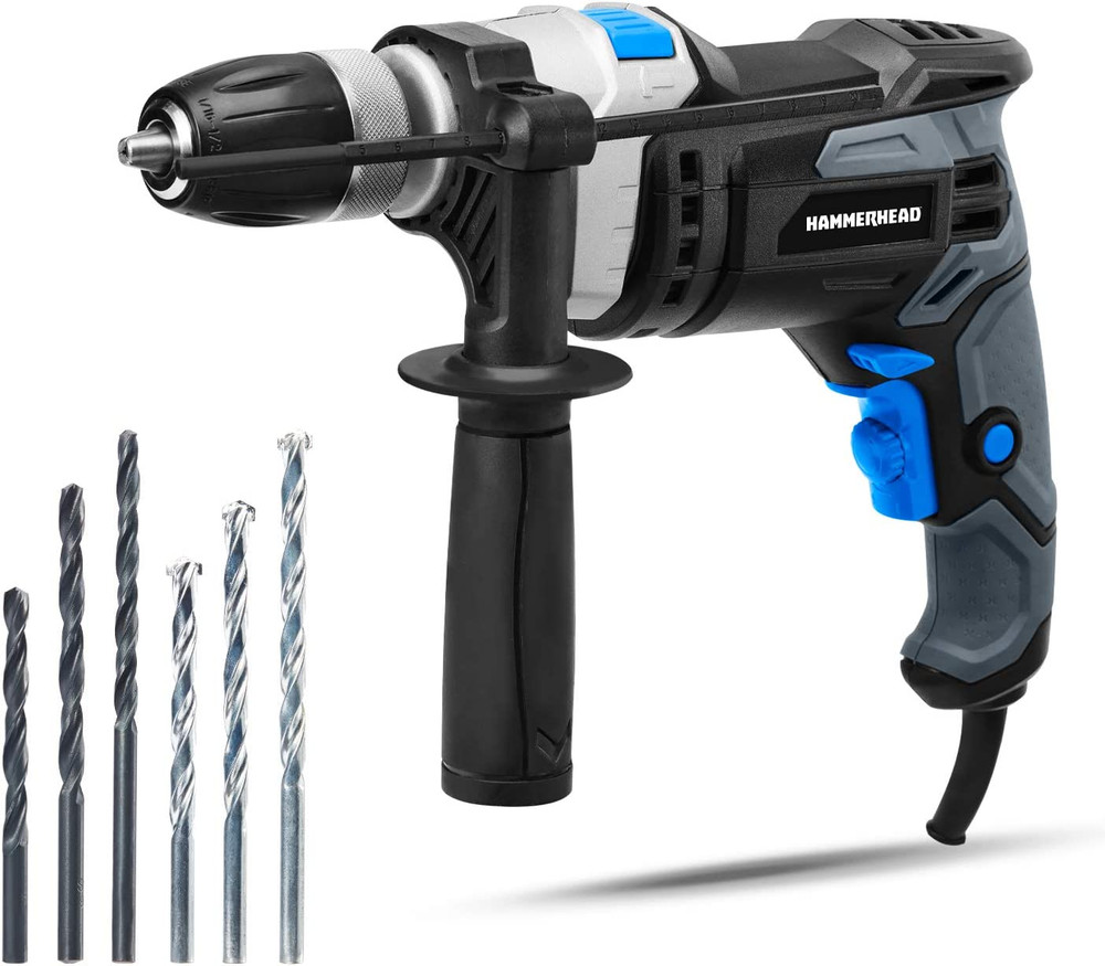 7.5-Amp 1/2 Inch Variable Speed Hammer Drill with 6Pcs Bit - HAHD075