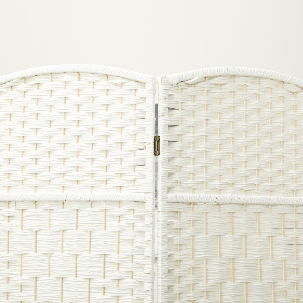 4 Panel Room Divider Hand-Woven Freestanding Partition White