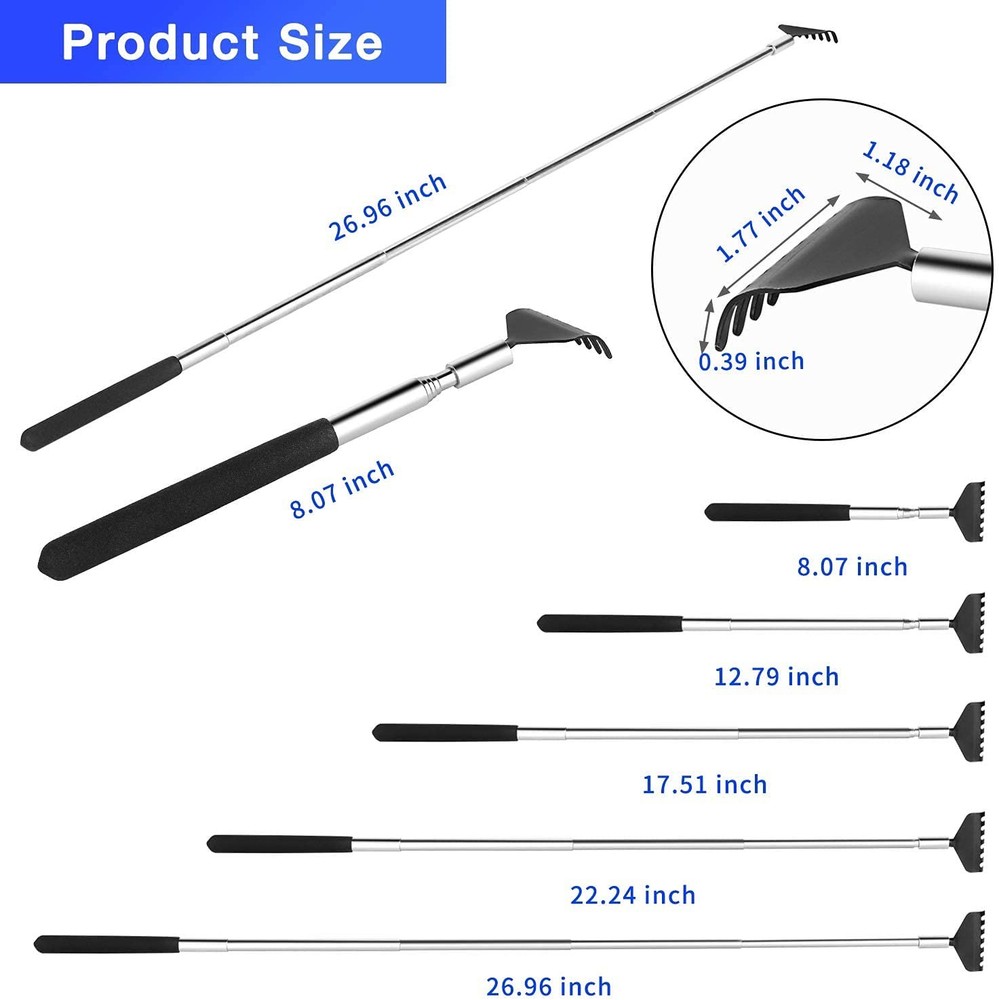 Kuvvfe 2 Pack Portable Extendable Back 2 Count (Pack of 1), A-black