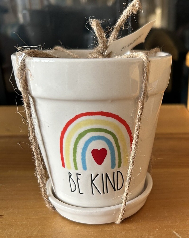 Rae Dunn BE KIND  Rainbow Planters 4.75”H New