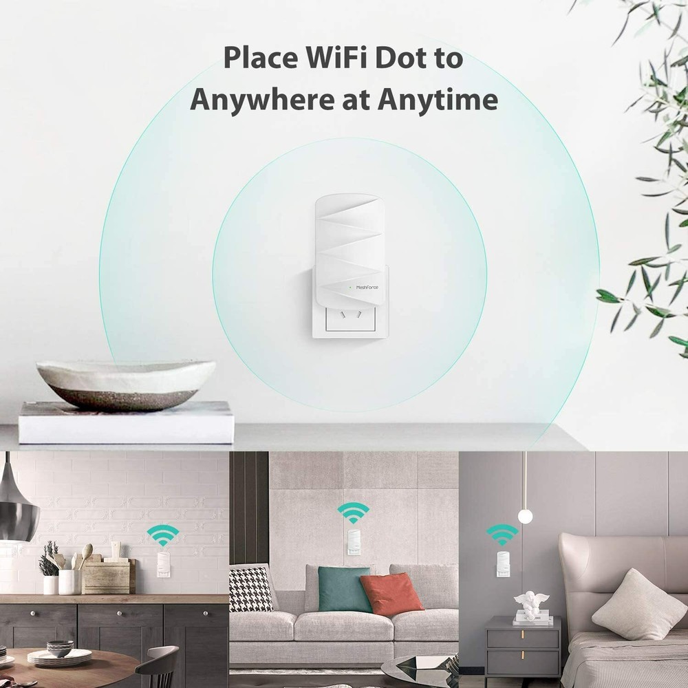 MeshForce M3 Dot Wall Plug WiFi Extender, Works with MeshForce M1 and M3
