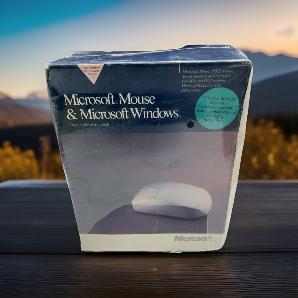 Microsoft Windows 3.0 Operating System + Microsoft Mouse - Vintage 92 Sealed Box