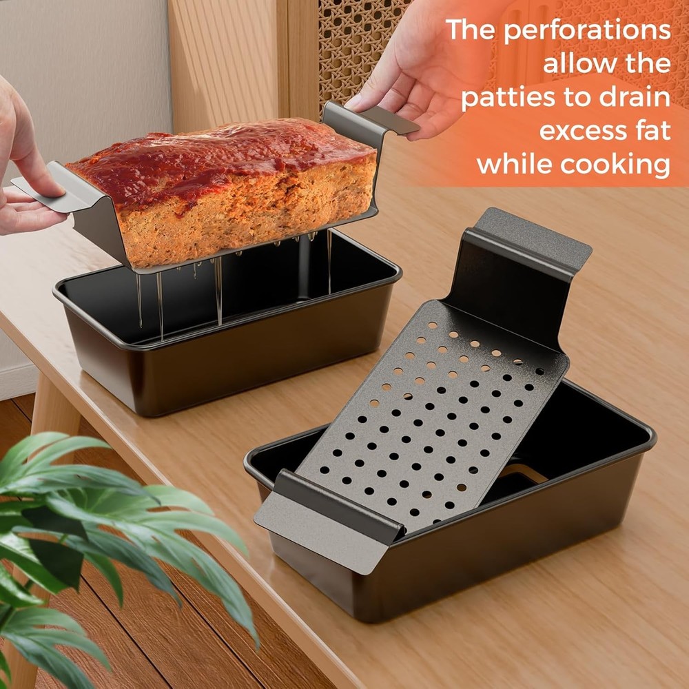 Baking Bread Meatloaf Pan Nonstick with Drip Tray 2 Pack