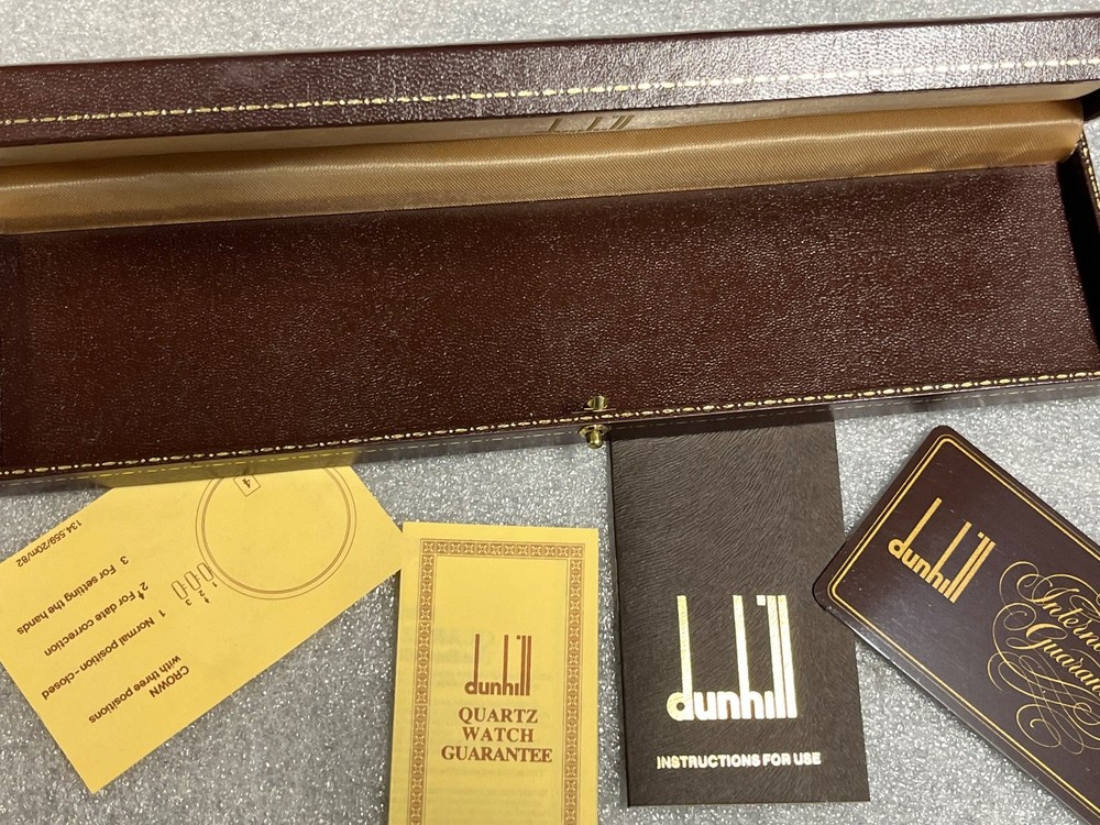 Rare Authentic DUNHILL Watch Presentation Box & Papers – Quartz Era – Box Only
